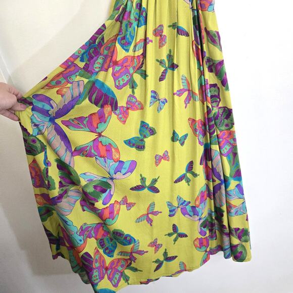 Anthropologie The Piper Bandeau Maxi Dress Size XXS Green Butterfly Print - Picture 7 of 9